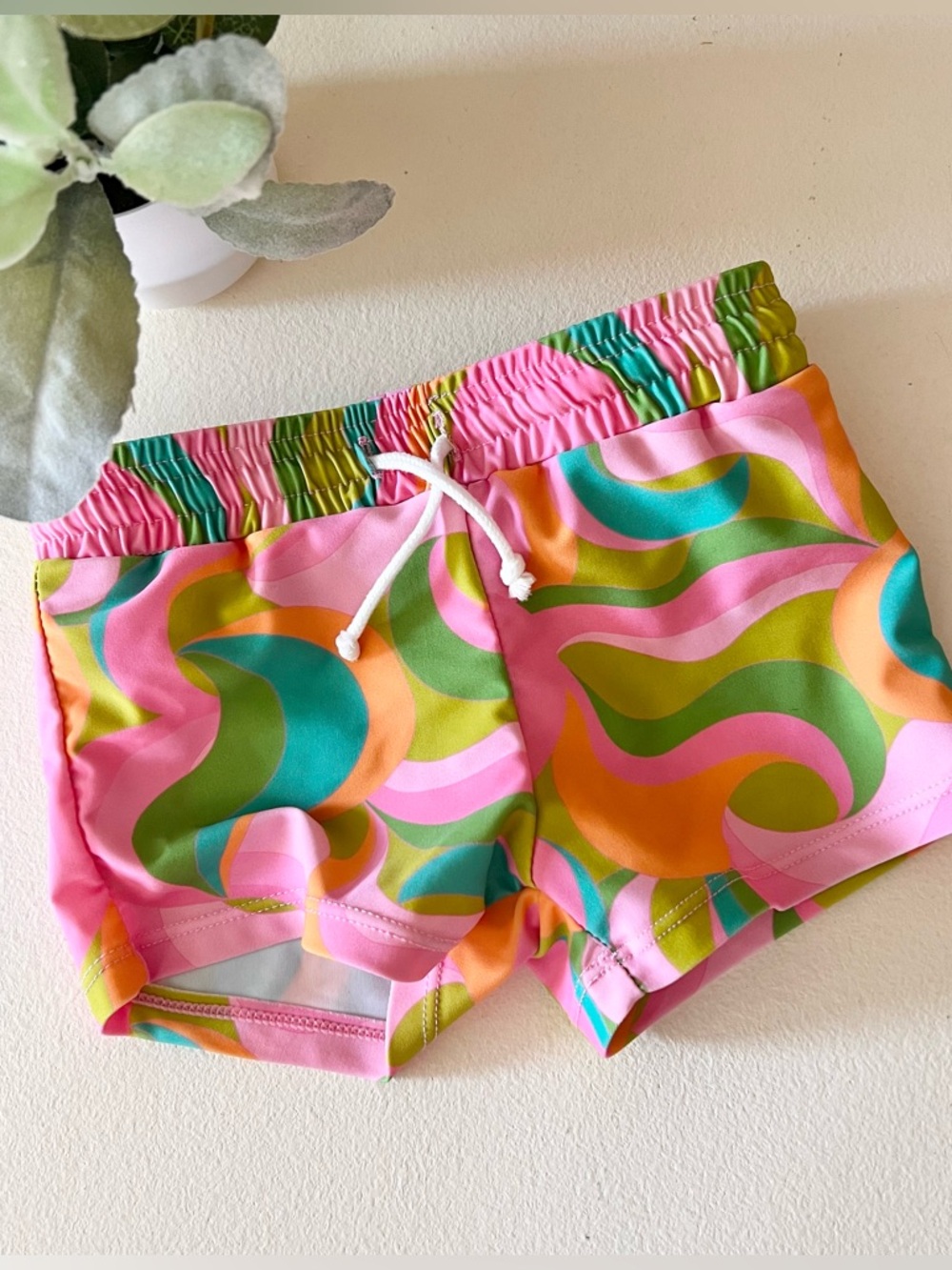 Mumu x Barbie todds trunks barbie party wave